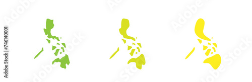 Philippines country black outline and colored country silhouettes in three different levels of smoothness. Simplified maps. Vector icons isolated on white background.