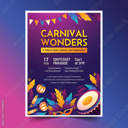 gradient carnival vertical poster template design vector illustration