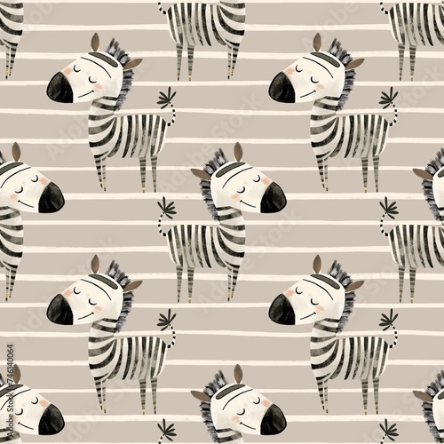 Seamless pattern with zebras    cute funny pattern for printing on surfaces.