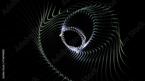 3d illustration of an abstract series of illuminated dots with long tails extending out in an elegant circular pattern.
 photo