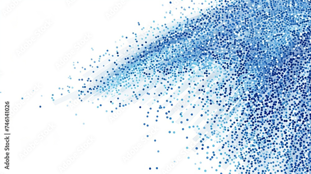 Obraz premium Abstract blue on white background frame of geometric shapes. Pattern of particles, molecules, fragments, dots, with room for copy.