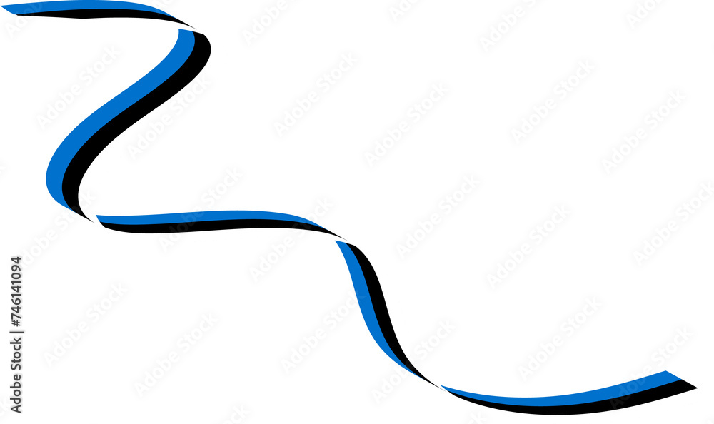 Estonia National Flag Wavy Ribbon Estonia National Flag Wavy Ribbon