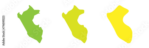 Peru country black outline and colored country silhouettes in three different levels of smoothness. Simplified maps. Vector icons isolated on white background.