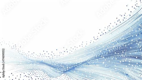 Abstract blue on white background frame of geometric shapes. Pattern of particles, molecules, fragments, dots, with room for copy.