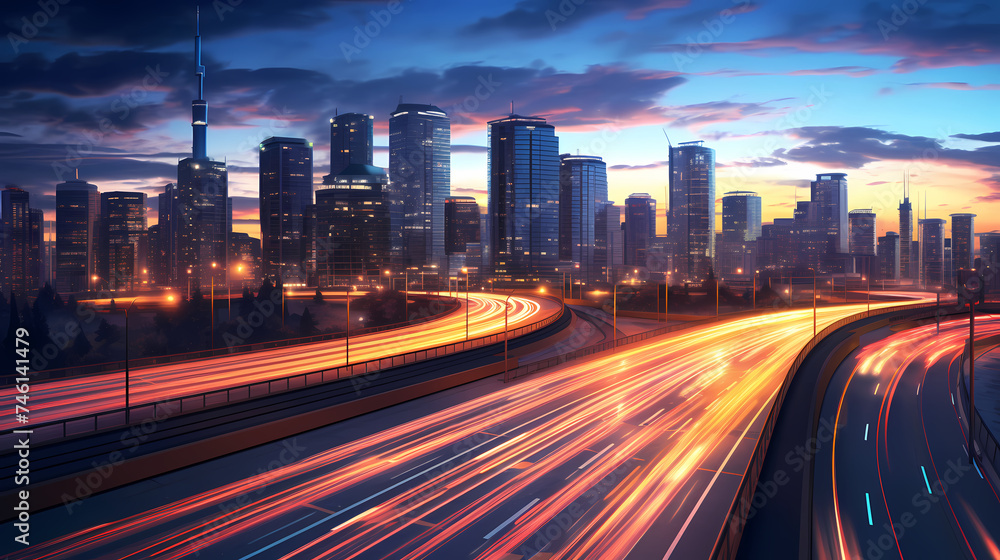 Abstract long exposure dynamic speed light trails in urban environment Abstract long exposure dynamic speed light trails in urban environment