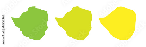 Zimbabwe country black outline and colored country silhouettes in three different levels of smoothness. Simplified maps. Vector icons isolated on white background.