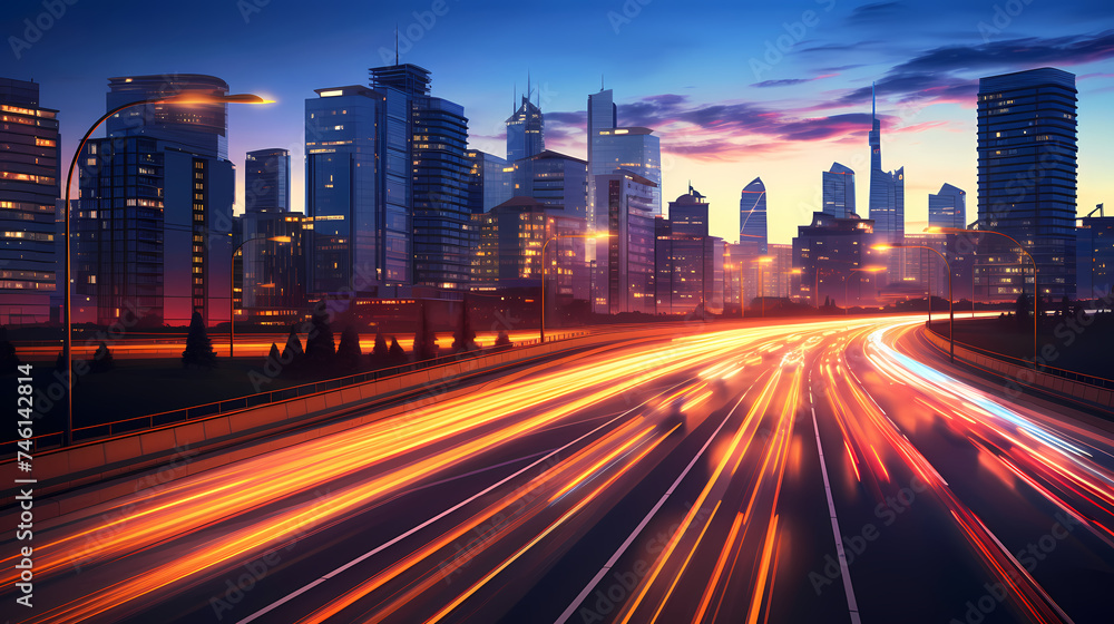 Abstract speeding motion blurred city and light trails, 3D rendering Abstract speeding motion blurred city and light trails, 3D rendering