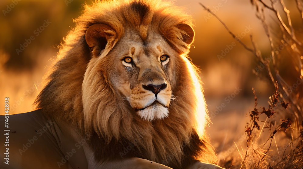 Marvelous Lion Basking in Morning Light - An Exquisite Display of Wildlife Photography in HD