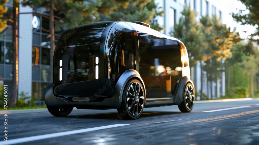 A 3D rendering of a self-driving car