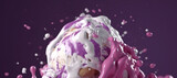 splash of blueberry milk ice cream, thick, melt 48