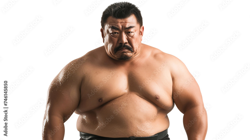 Portrait of an overweight muscular man, wrestling athlete, isolated on transparent background Portrait of an overweight muscular man, wrestling athlete, isolated on transparent background