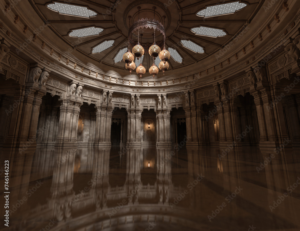 Obraz premium 3d rendered fantasy background inside a temple 