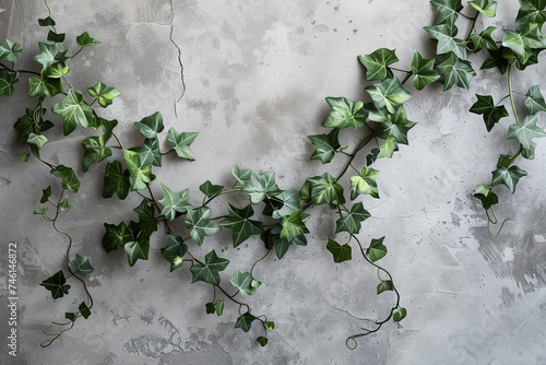 Trailing ivy on a grey concrete wall © Samantha