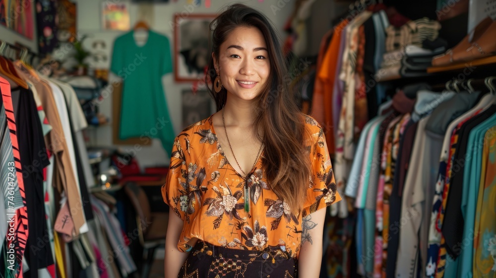 How To Start A Clothing Store Online Business apparel! Young confident asian female fashion owner social media influencer Live selling clothes,