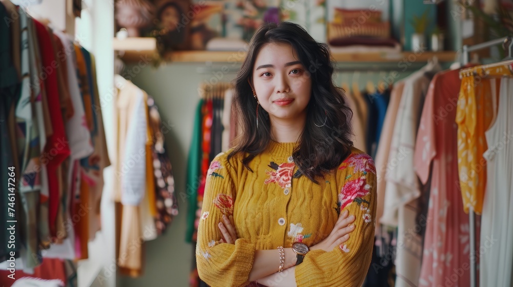 How To Start A Clothing Store Online Business apparel! Young confident asian female fashion owner social media influencer Live selling clothes,