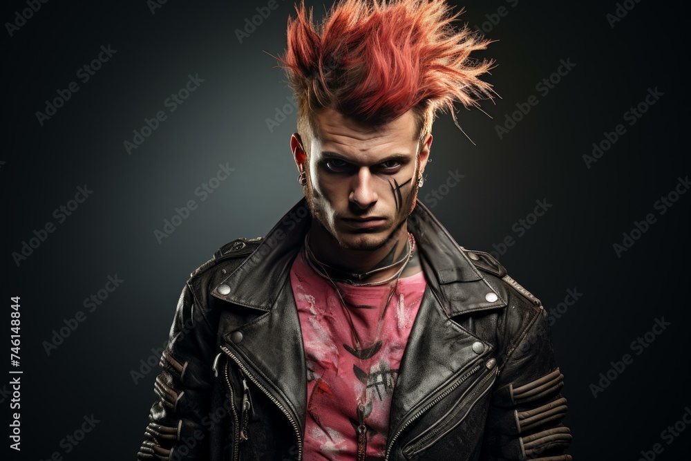 Rebellious Punk guy on street. Adult man. Generate Ai Rebellious Punk guy on street. Adult man. Generate Ai