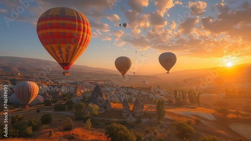 Beautiful view of balloon flight in Cappadocia