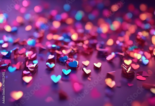 Valentines day background in blown design style 3D holographic colors