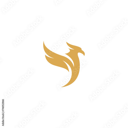 Elegant eagle bird flat vector logo design gold color