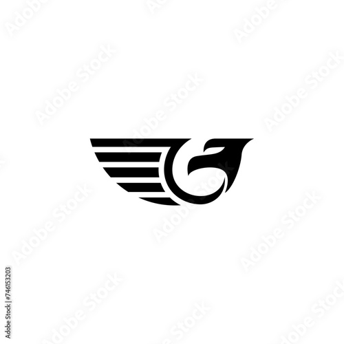 predatory eagle bird mascot flat vector logo design