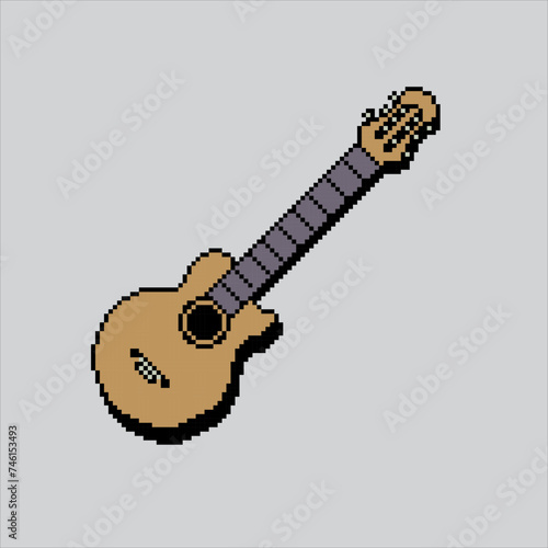 Pixel art illustration Guitar. Pixelated Guitar. Guitar music instrument. pixelated for the pixel art game and icon for website and video game. old school retro.