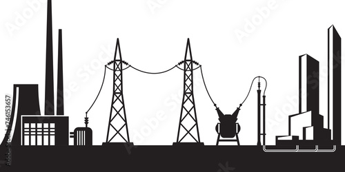 Electrical power grid - vector illustration
