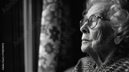 Lonely Old Woman on the Balcony: An Act of Care Image Showing a Senior Lady Looking Outside