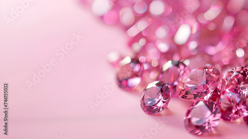 banner for a jewelry store with copy space, pink diamond on a pink background close-up with space for text
