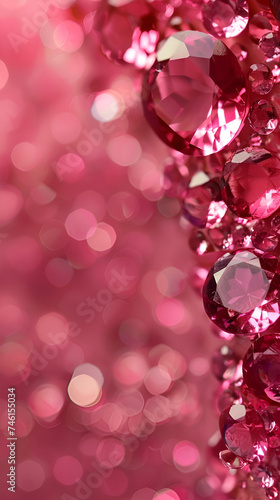 banner for a jewelry store with copy space, pink diamond on a pink background close-up with space for text