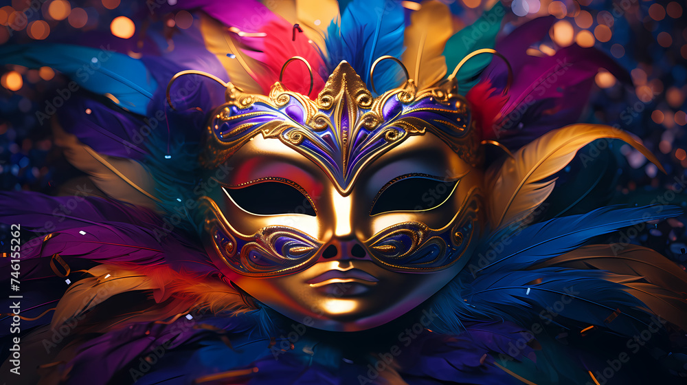 Naklejka premium Carnival mask background, carnival mask