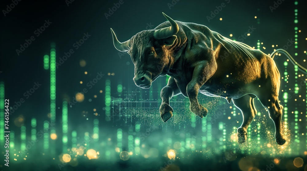 Quantum Leap: Bull Market's Radiant Rise in the Glowing Data Matrix
