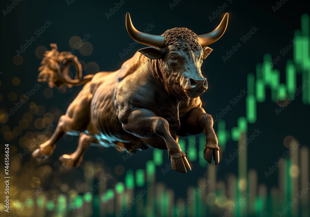 Charging Bull in Financial Ascent: A Symbol of Market Optimism Charging Bull in Financial Ascent: A Symbol of Market Optimism