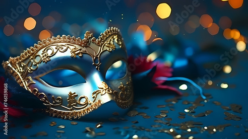 Top view of ornate Venetian carnival mask