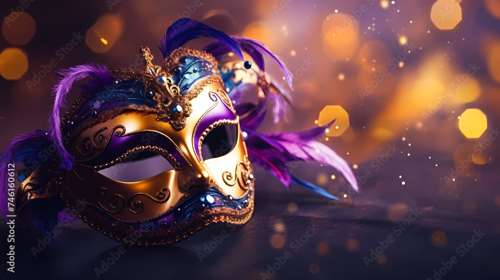 Top view of ornate Venetian carnival mask Top view of ornate Venetian carnival mask