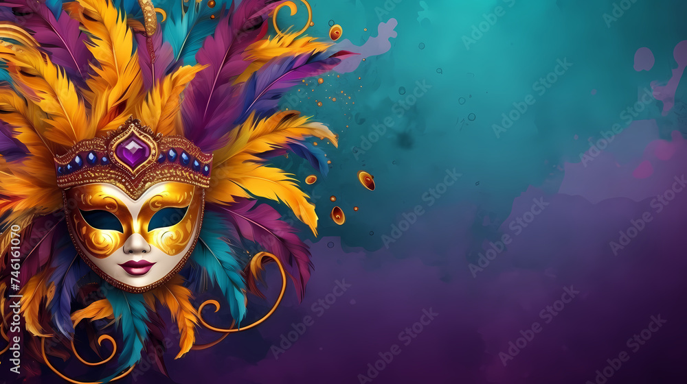 Top view of ornate Venetian carnival mask