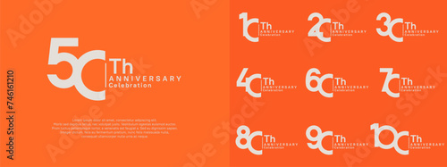 anniversary vector design set white color for celebration day