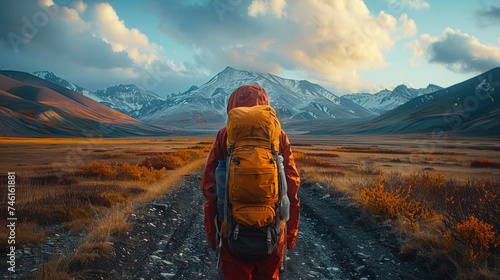 Let�s Go on a Mountain with a Backpack: A Motivational and Inspirational Image of a Traveler Ready for Adventure