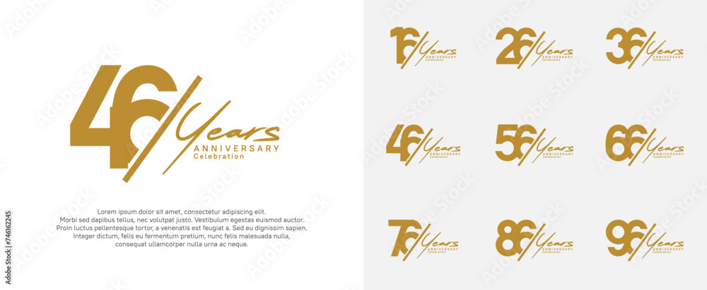 anniversary logotype vector design with slash and handwriting brown color for special day
