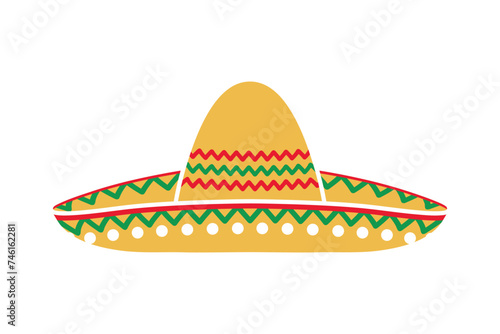 mexican sombrero hat, cinco de mayo symbol, vector Illustration