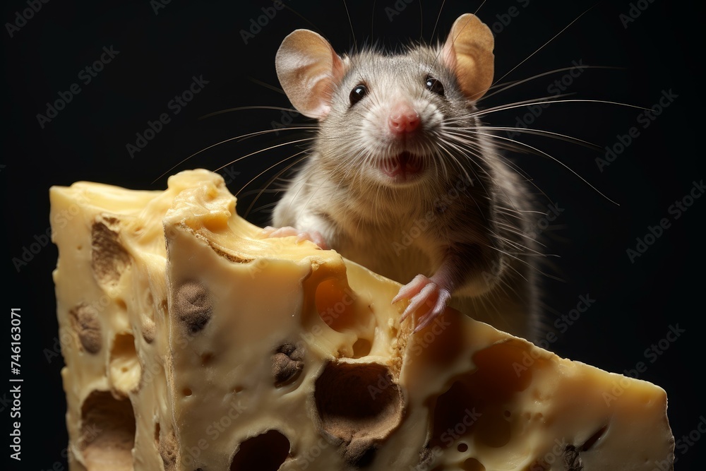 Tangy Rat cheese. Cute funny paw. Generate Ai