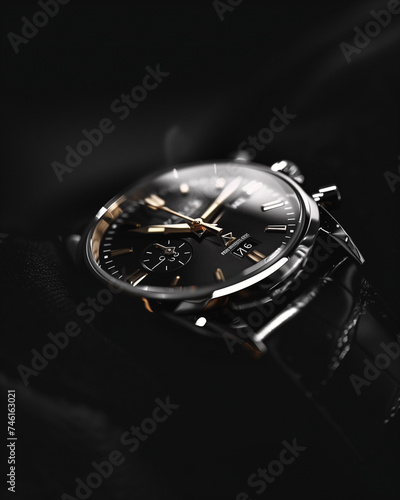 a dark black image of a elegant men's automatic wrist watch