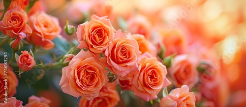 A stunning display of beautiful orange roses engaging the senses with their vibrant colors and fragrant aroma.