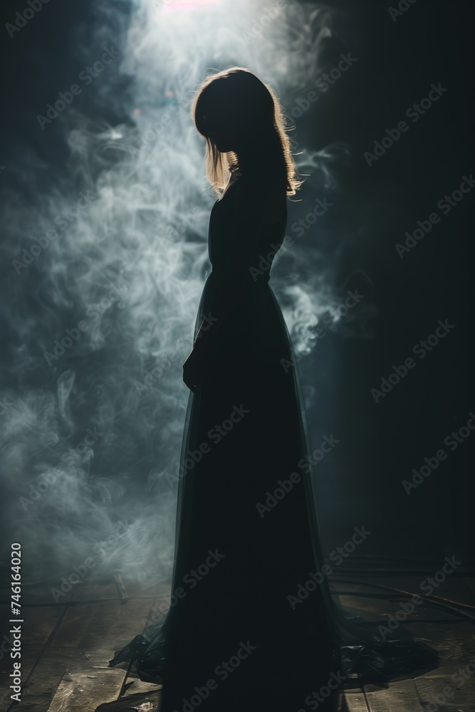 Fototapeta premium Silhouette in Neon Dreams