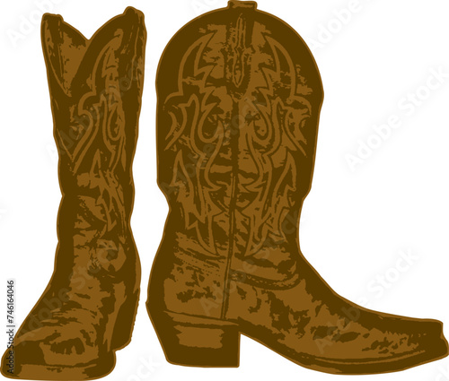 illustrated pair of cowboy boots 