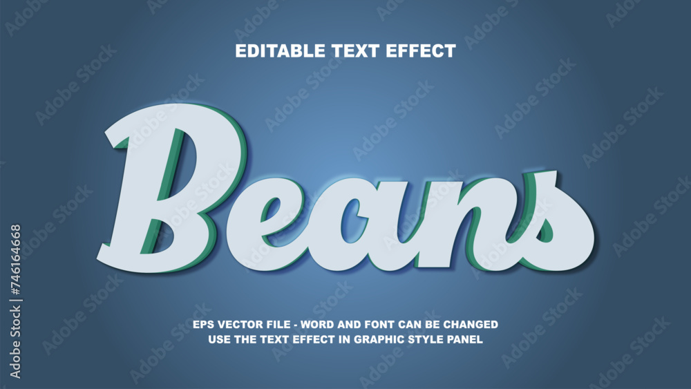 Editable Text Effect Beans 3D Vector Template