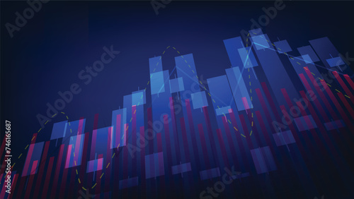economy background. stock market graph with bar chart