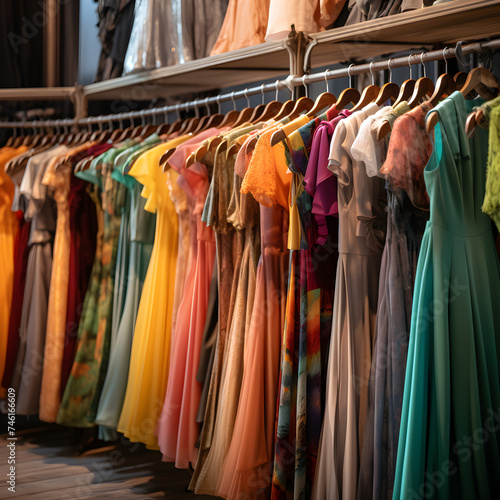 Timeless Elegance: A Vivid Panorama of Classic Vintage Clothing Collection in a Retro Boutique