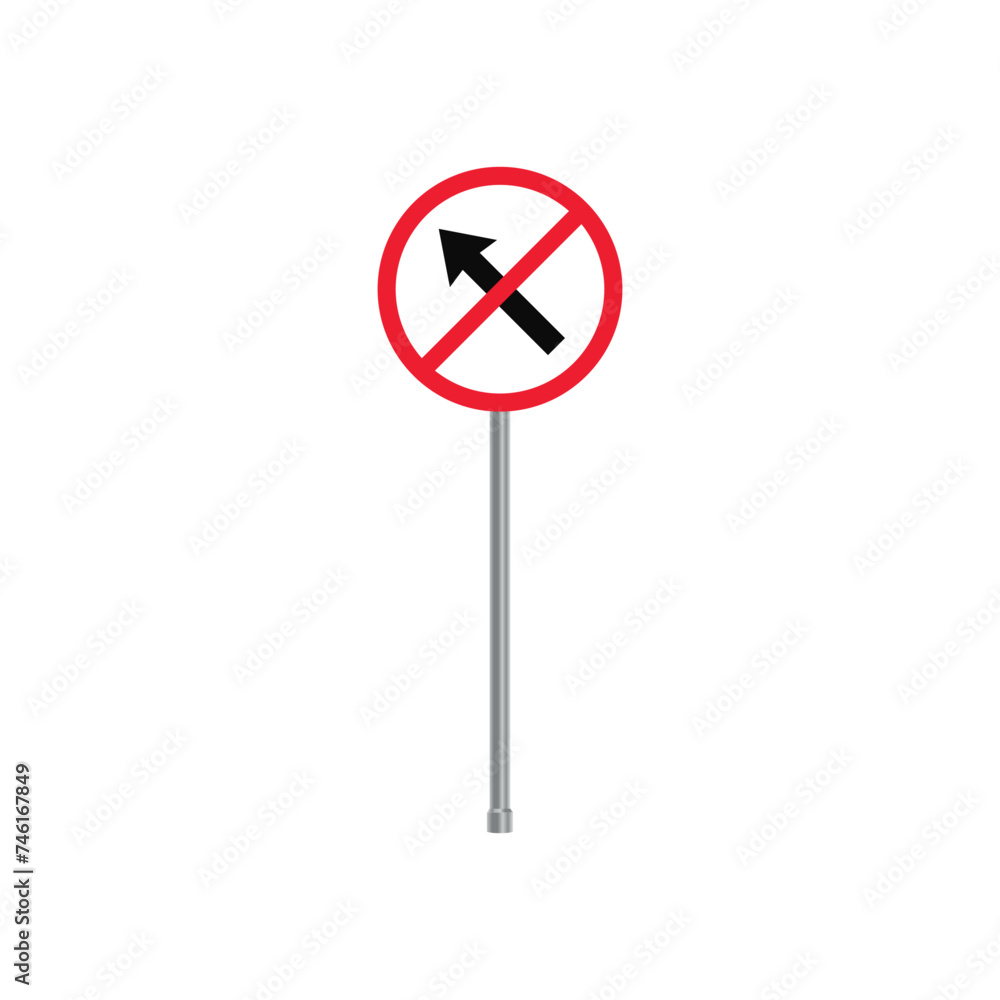 No Left Diagonal Turn Prohibited Traffic Sign No Left Diagonal Turn Prohibited Traffic Sign