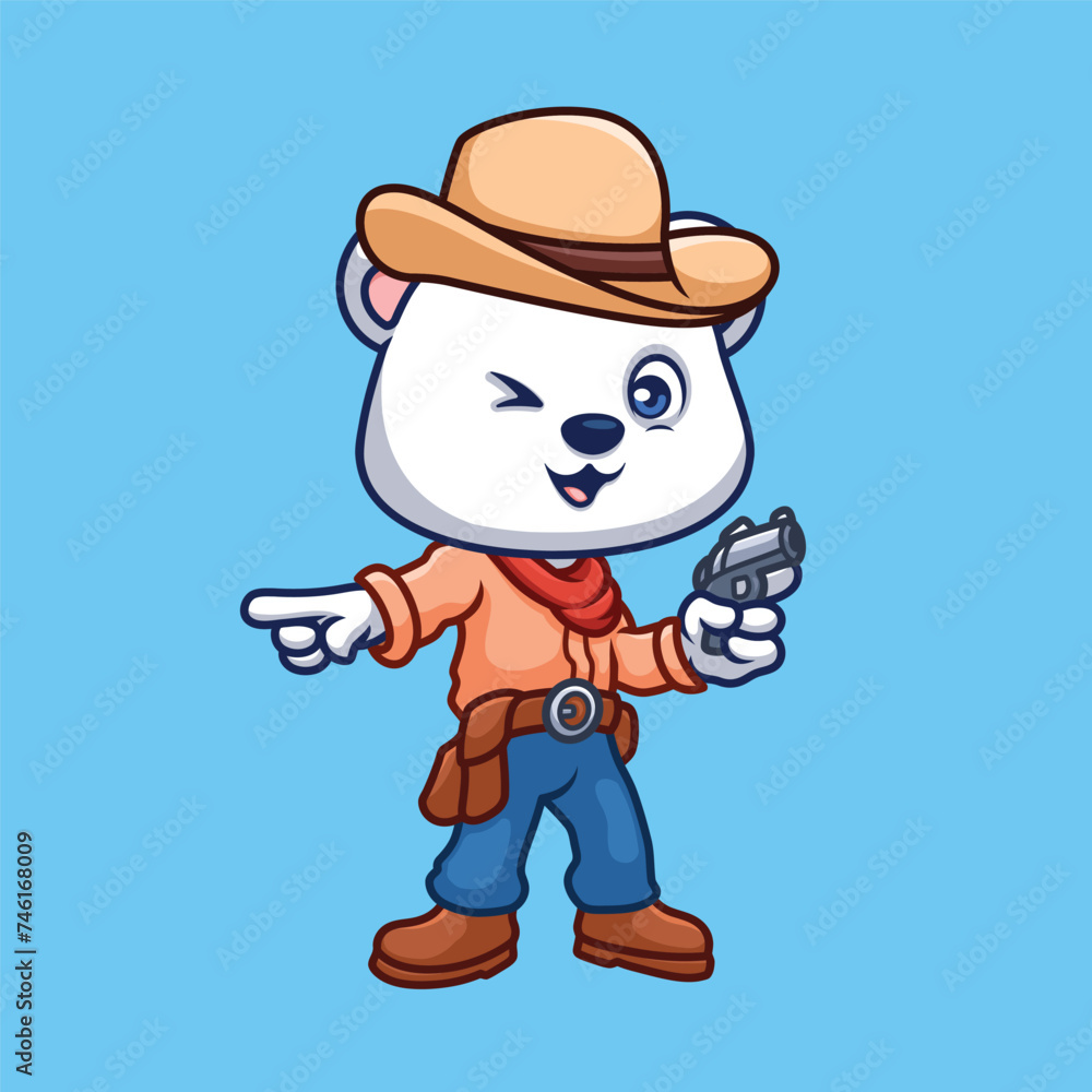 Cowboy Polar Bear Cartoon