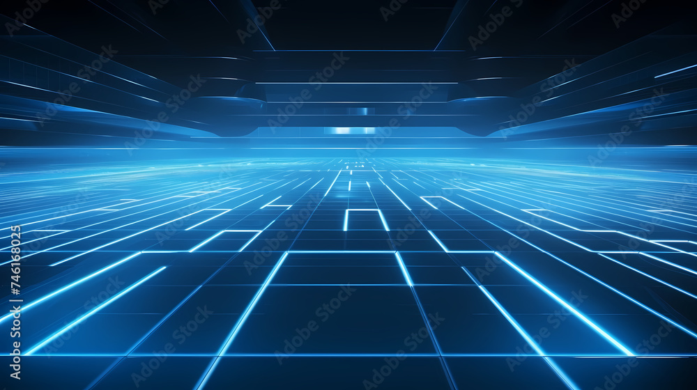 Perspective grid abstract retro background, cyberspace grid